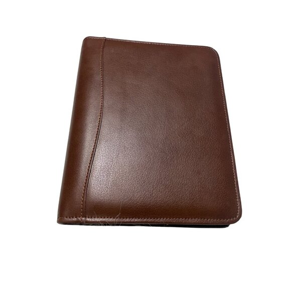 Brown Leather Portfolio Binder / Calendar With & Inner Pockets - Picture 1 of 10